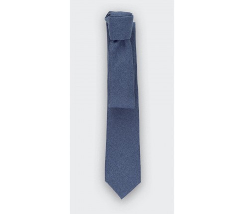 blue denim flannel tie - wool - cinabre paris