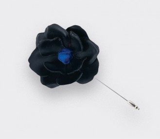 black leather flower lapel pin - leather - cinabre paris