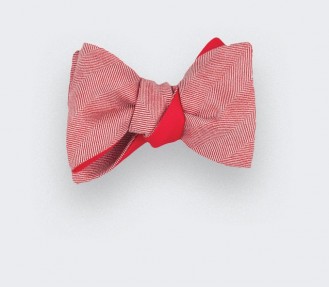 red herringbone bowtie - wool and silk - cinabre paris