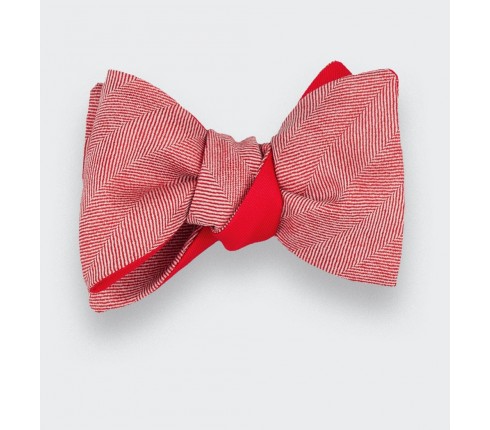 red herringbone bowtie - wool and silk - cinabre paris