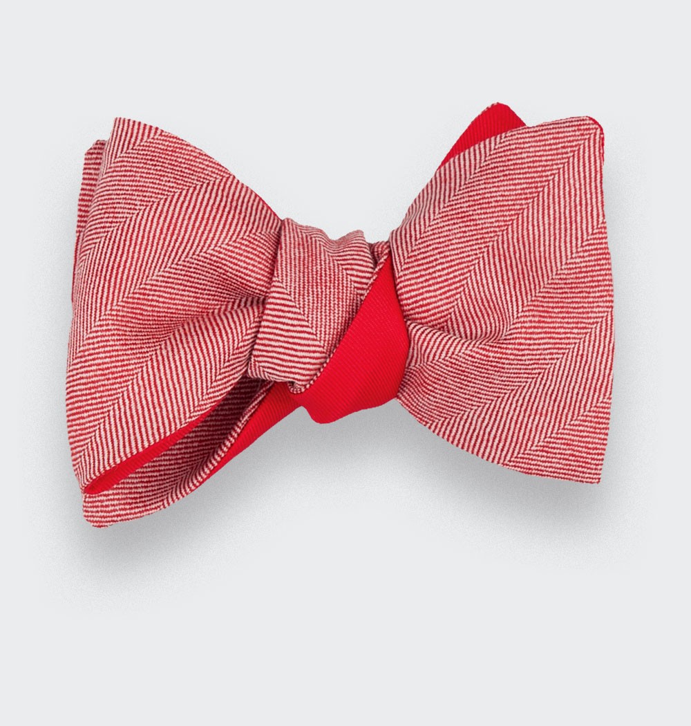 red herringbone bowtie - wool and silk - cinabre paris