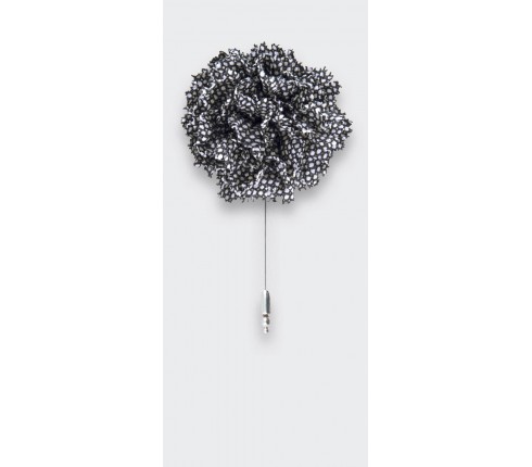 black and white caviar flower lapel pin - wool - cinabre paris