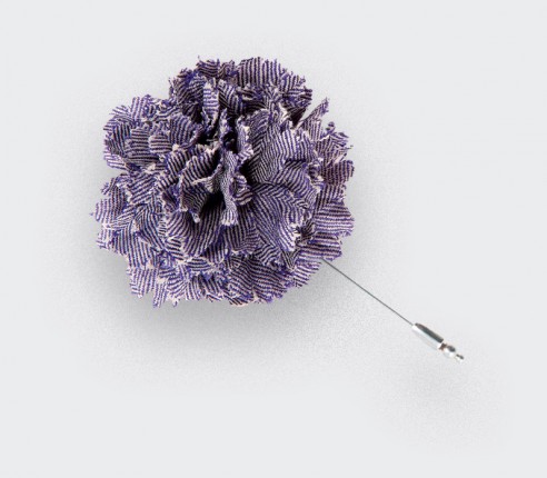 flower lapel pin purple herringbone - wool boutonniere - cinabre paris