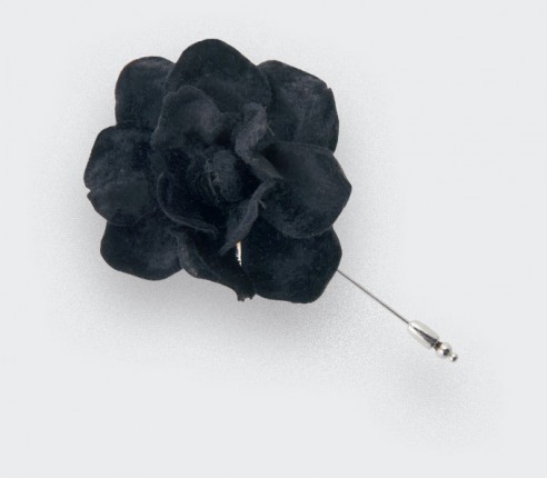 Black Velvet Gardenia Lapel Pin - Cinabre Paris