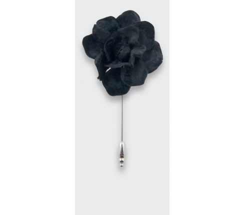 Black Velvet Gardenia Lapel Pin - Cinabre Paris