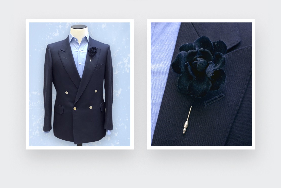 Black Velvet Gardenia Lapel Pin - Cinabre Paris