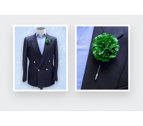 Boutonnière pour costume Soie Verte - Cinabre Paris