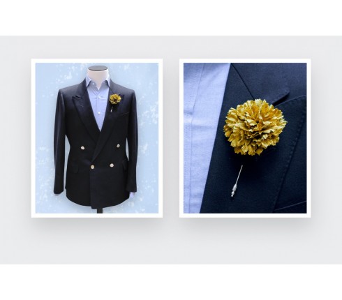 Flower Lapel Pin Yellow Silk - Cinabre Paris