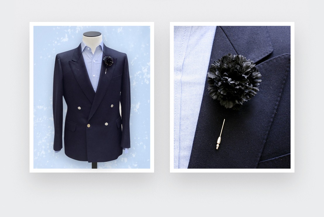 boutonnière costume soie noir - oeillet soie - cinabre paris