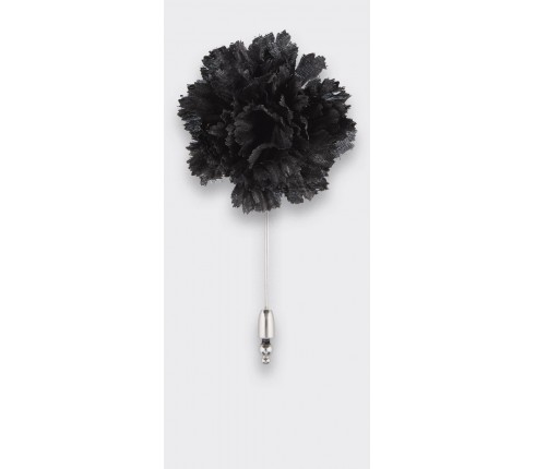 flower lapel pin black silk - boutonniere silk - cinabre paris