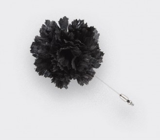 flower lapel pin black silk - boutonniere silk - cinabre paris