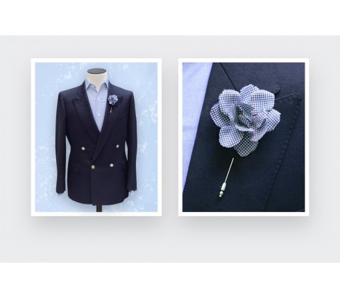 flower lapel pin summer solent - boutonniere wool - cinabre paris