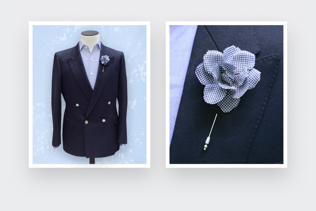 flower lapel pin summer solent - boutonniere wool - cinabre paris