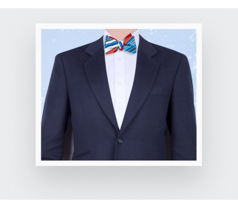 Bow tie Estérel - blue white and orange - silk and linen - CINABRE Paris