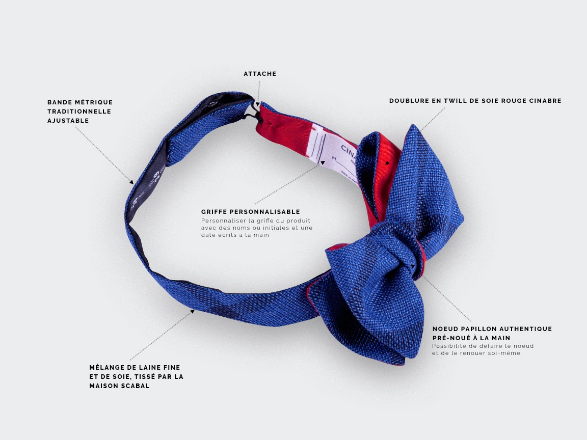 Sperone Blue Bow Tie - wool and silk - Cinabre Paris