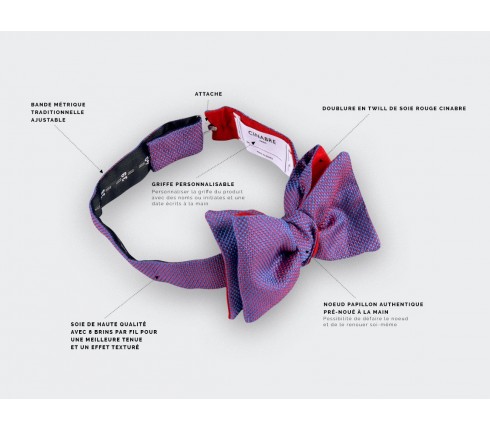 Fuchsia Woven Silk bow tie - handmade in France by CINABRE Paris