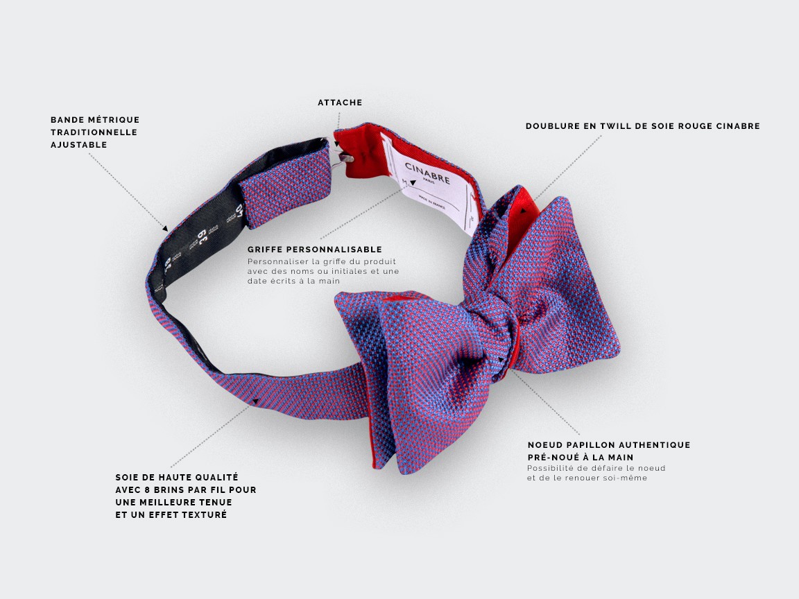 Fuchsia Woven Silk bow tie - handmade in France by CINABRE Paris