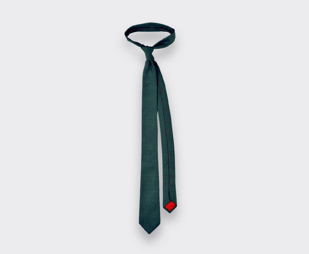 Green Birdseye silk Tie - cinabre paris