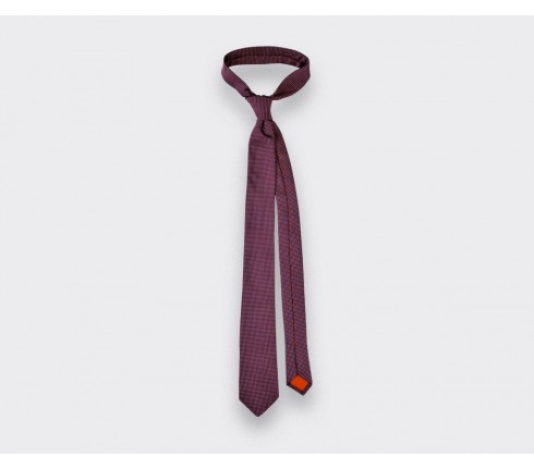 Raspberry Birdseye silk Tie - cinabre paris