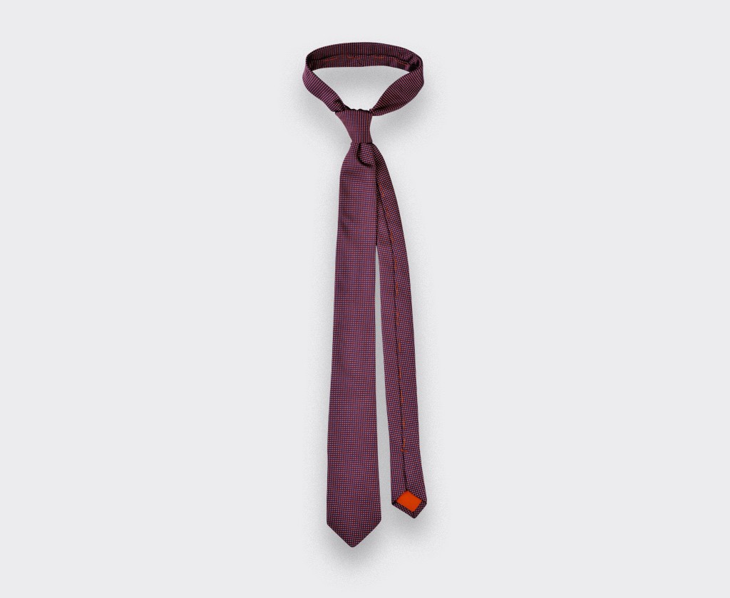 Raspberry Birdseye silk Tie - cinabre paris