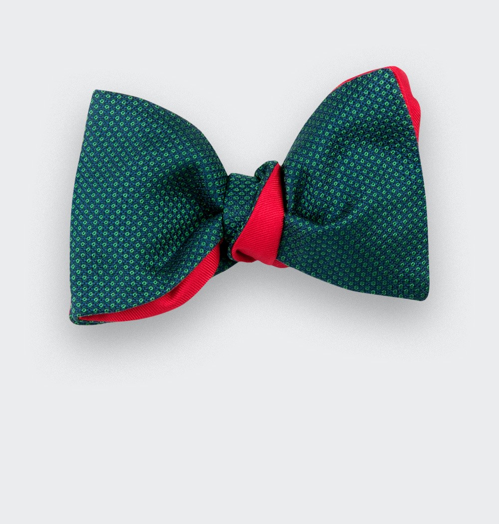 green Birdseye silk bow tie - cinabre paris