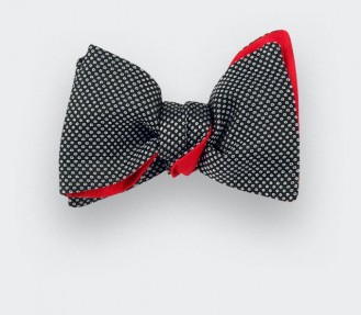 Black and white Birdseye silk bow tie - cinabre paris