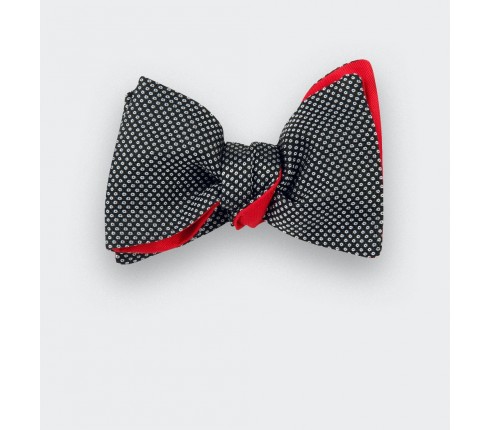 Black and white Birdseye silk bow tie - cinabre paris