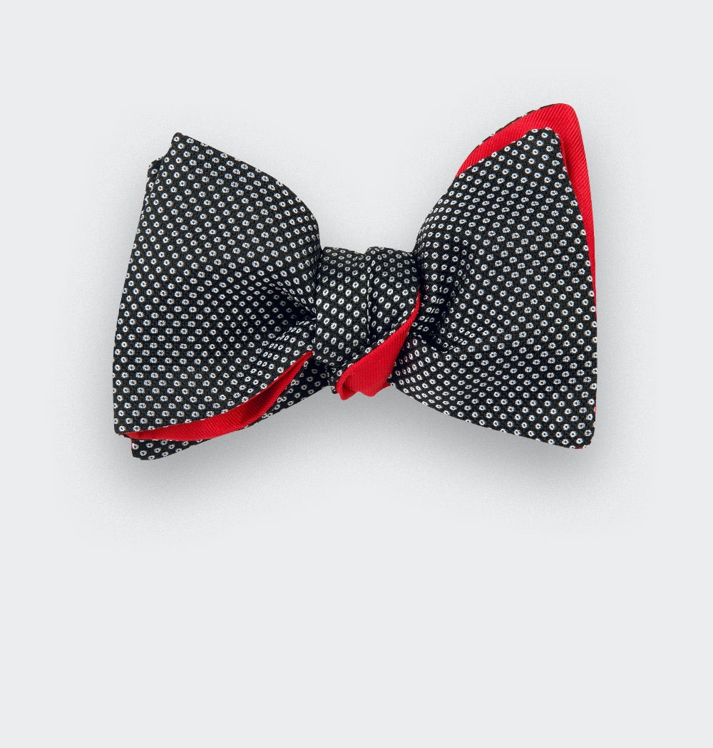 Black and white Birdseye silk bow tie - cinabre paris