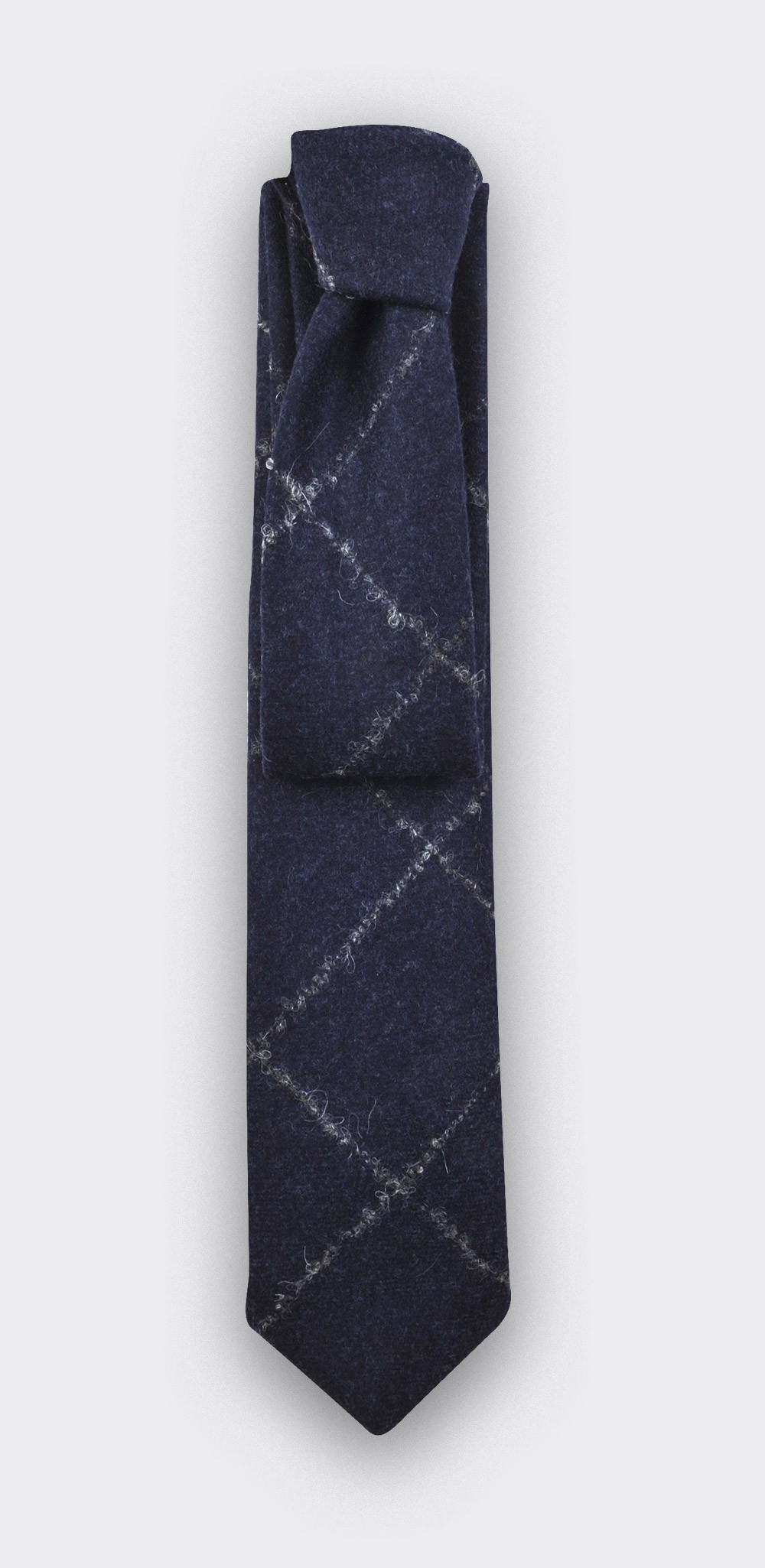 Navy Flannel windowspane tie - cinabre paris