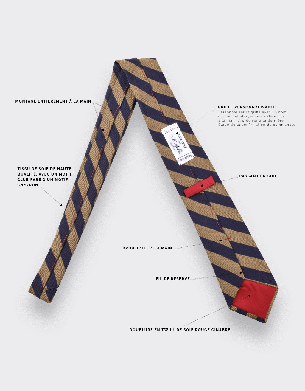 Brown Club herringbone tie - cinabre paris