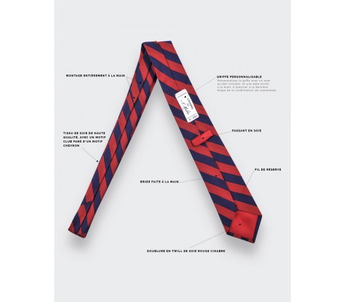 Red stripe herringbone tie - cinabre paris