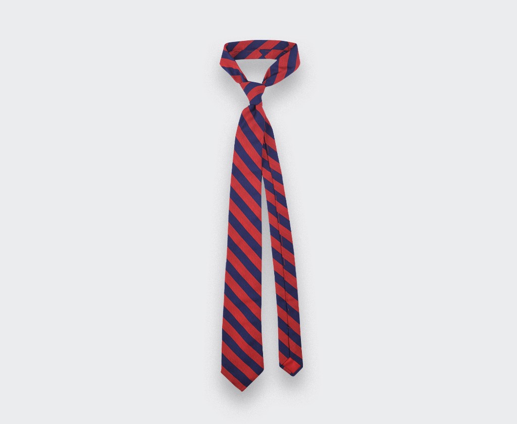 Red stripe herringbone tie - cinabre paris