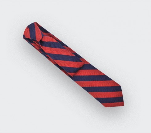 Red stripe herringbone tie - cinabre paris