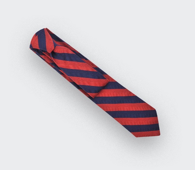 Red stripe herringbone tie - cinabre paris