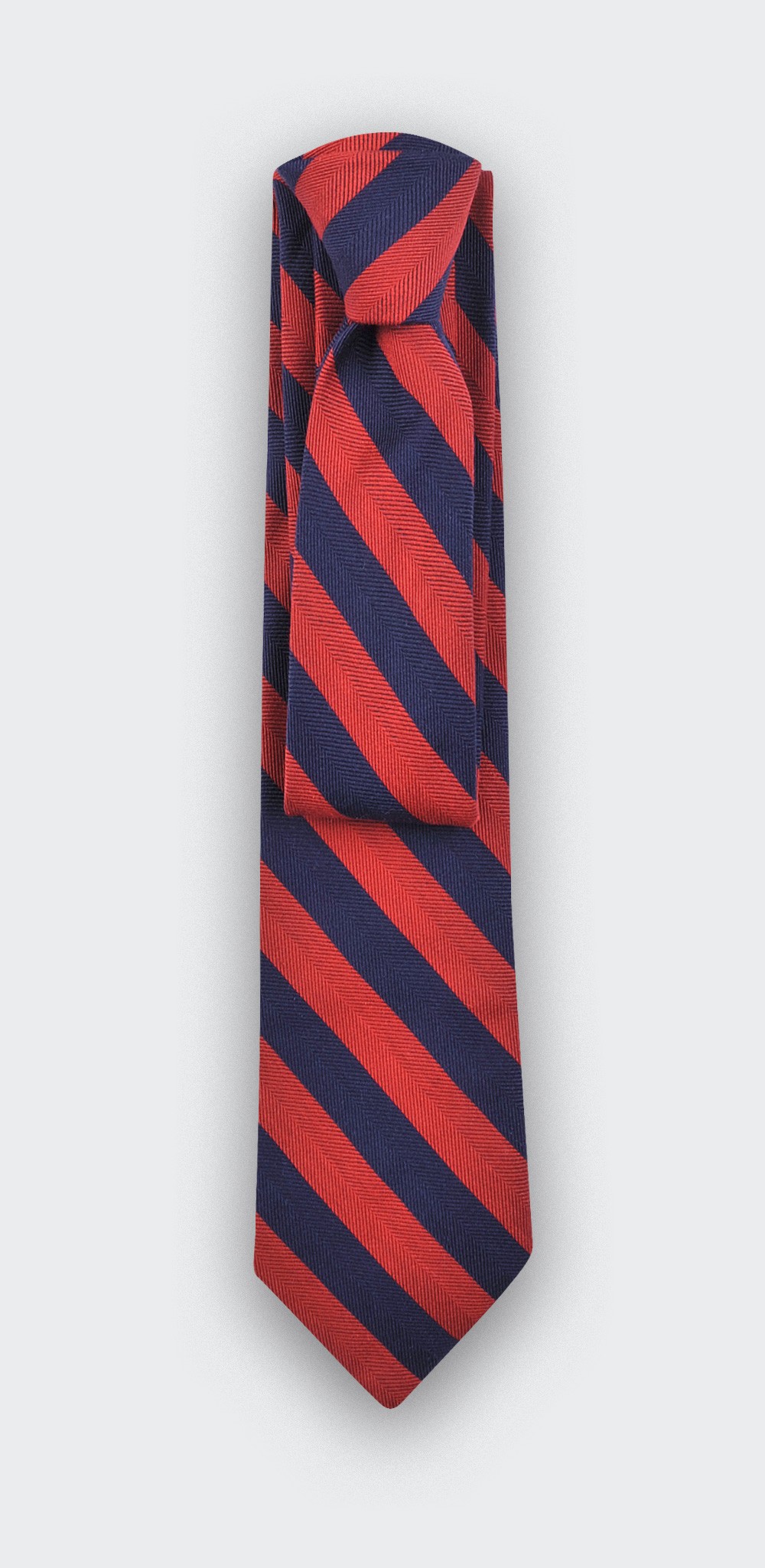 Red stripe herringbone tie - cinabre paris