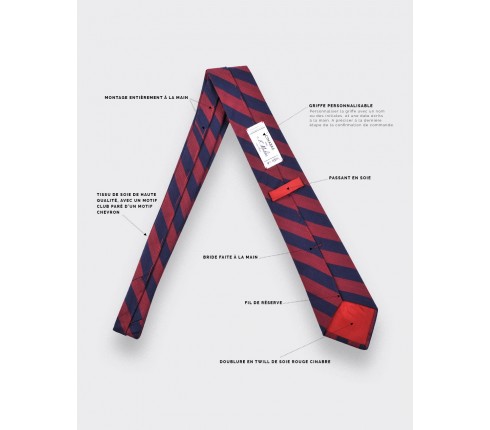 Burgundy stripe herringbone tie - cinabre paris