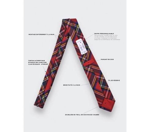 Red stewart tartan tie - cinabre paris