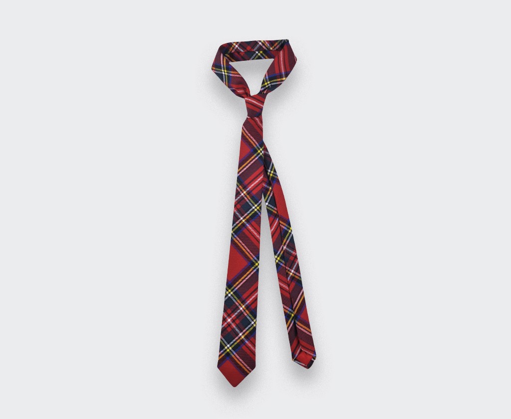 Red stewart tartan tie - cinabre paris