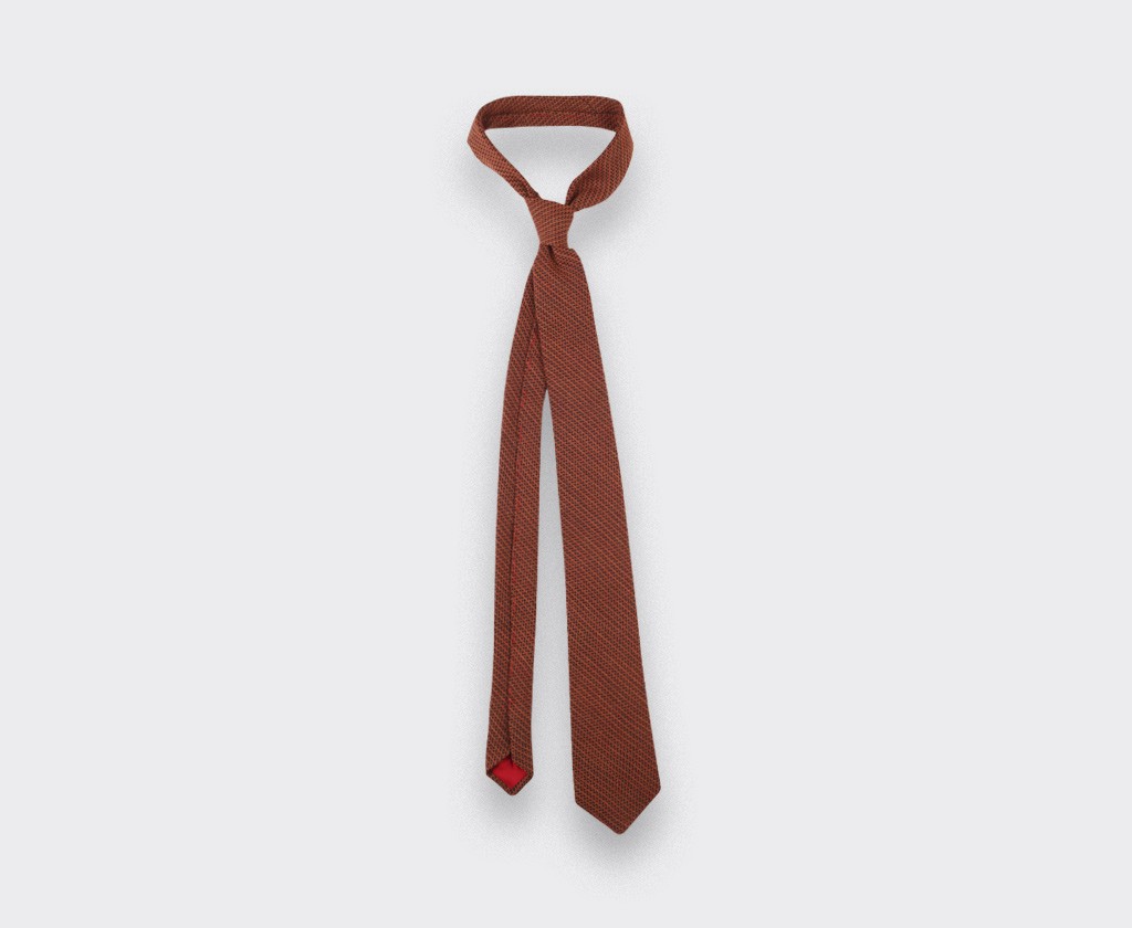 orange herringbone bi color tie - cinabre paris