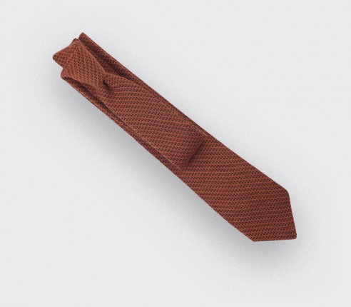 orange herringbone bi color tie - cinabre paris