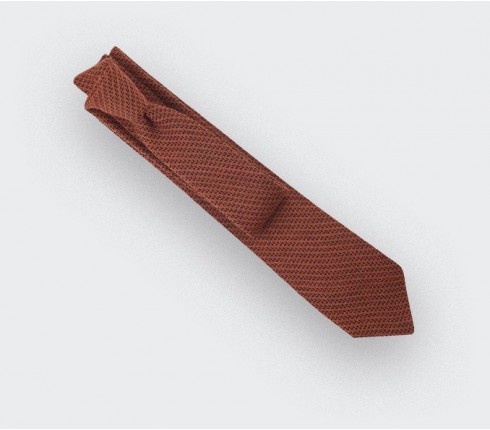 orange herringbone bi color tie - cinabre paris