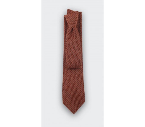 orange herringbone bi color tie - cinabre paris