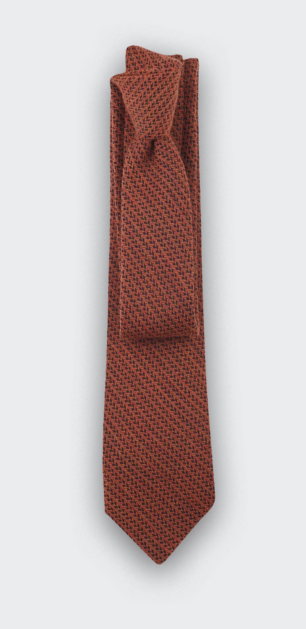 orange herringbone bi color tie - cinabre paris