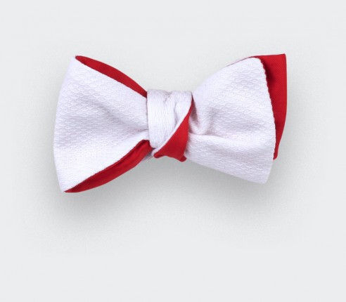 Cinabre white cotton piqué bow tie - handmade in France