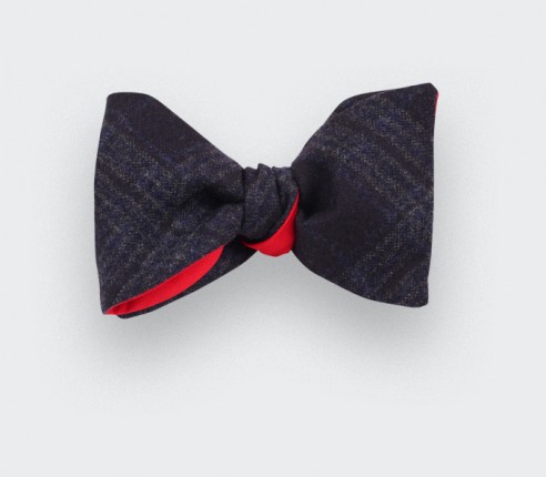 Dark blue glen plaid bow tie - cinabre paris