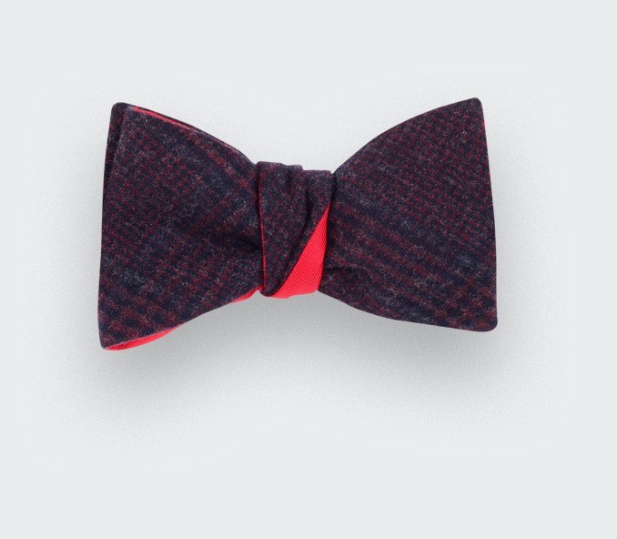 Burgundy glen plaid bow tie - cinabre paris