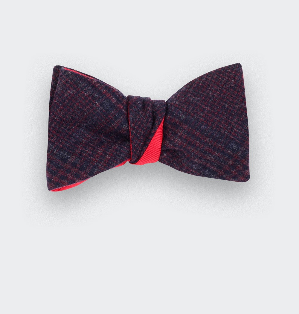 Burgundy glen plaid bow tie - cinabre paris