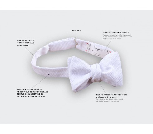 White pique bow tie - cinabre paris