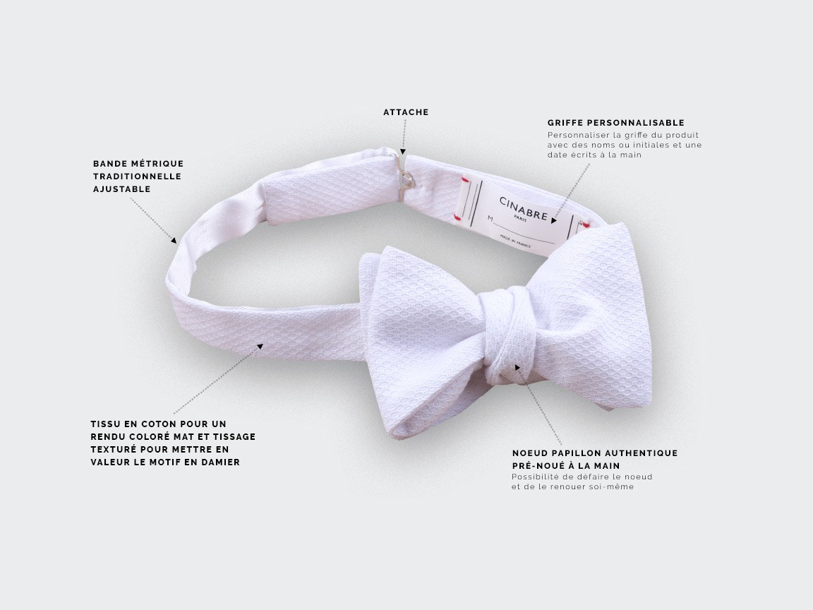 White pique bow tie - cinabre paris