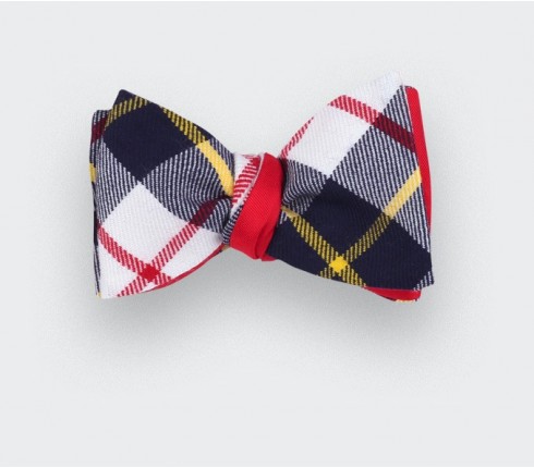 White Macrae tartan bow tie - cinabre paris